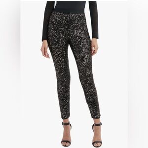 BCBGMAXAZRIA 2UX7P13 Black Combo  High Waisted Sequin Leggings NWT